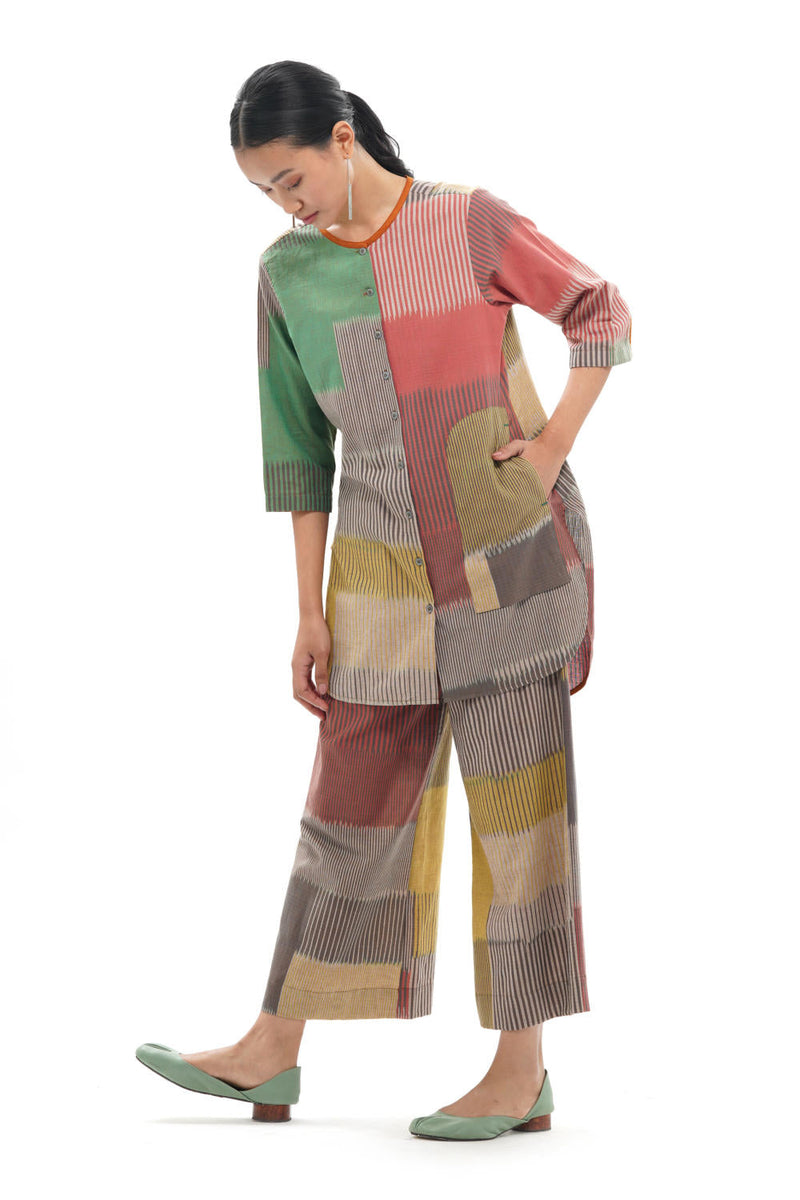 OCHA CLASSIC TUNIC 100% cotton by Translate - Handwoven Ikat in yellow color for women Worldwide