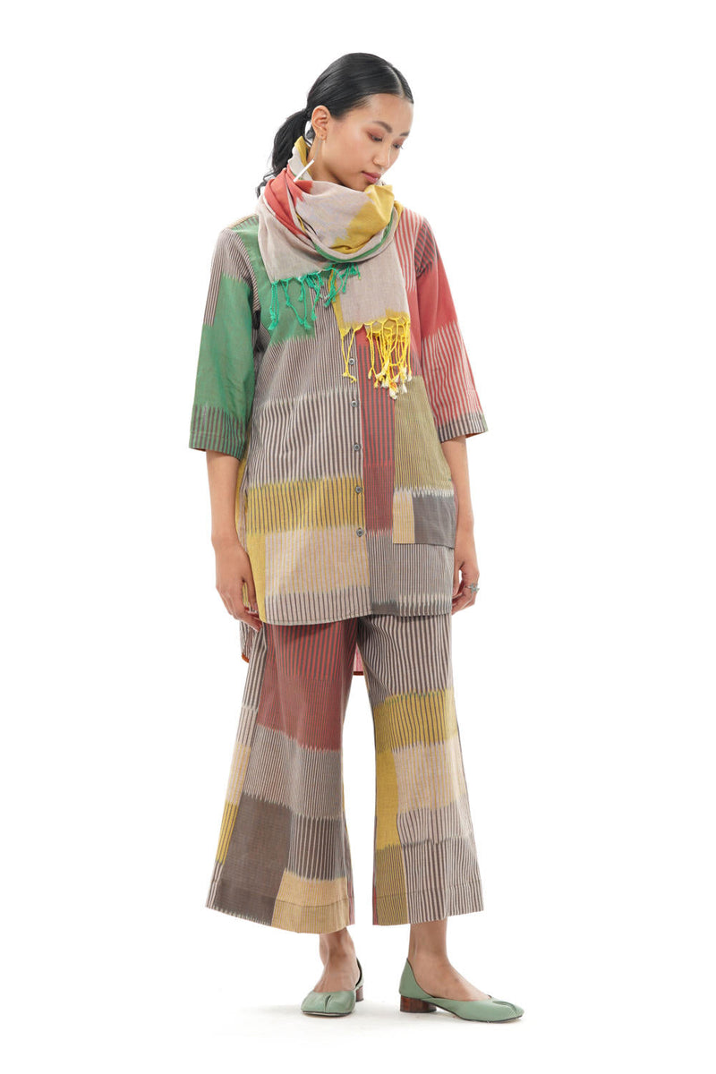 OCHA CLASSIC TUNIC 100% cotton by Translate - Handwoven Ikat in yellow color for women Worldwide