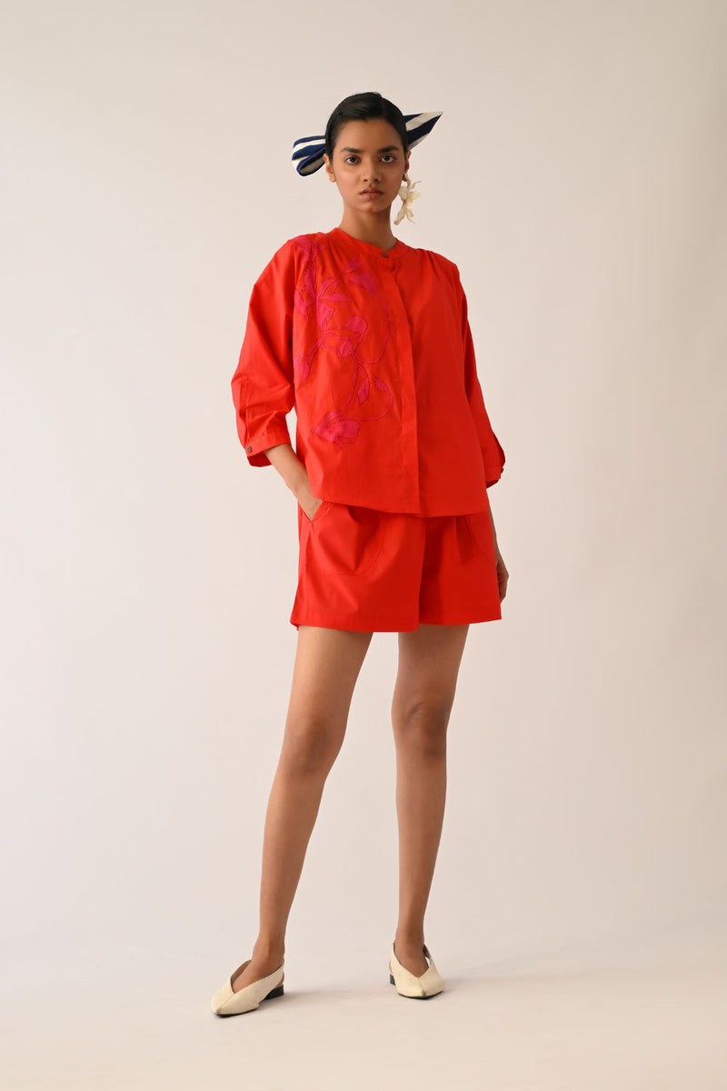 Crimson Shorts poplin shorts-for-women by O'Frida in crimson for women Worldwide