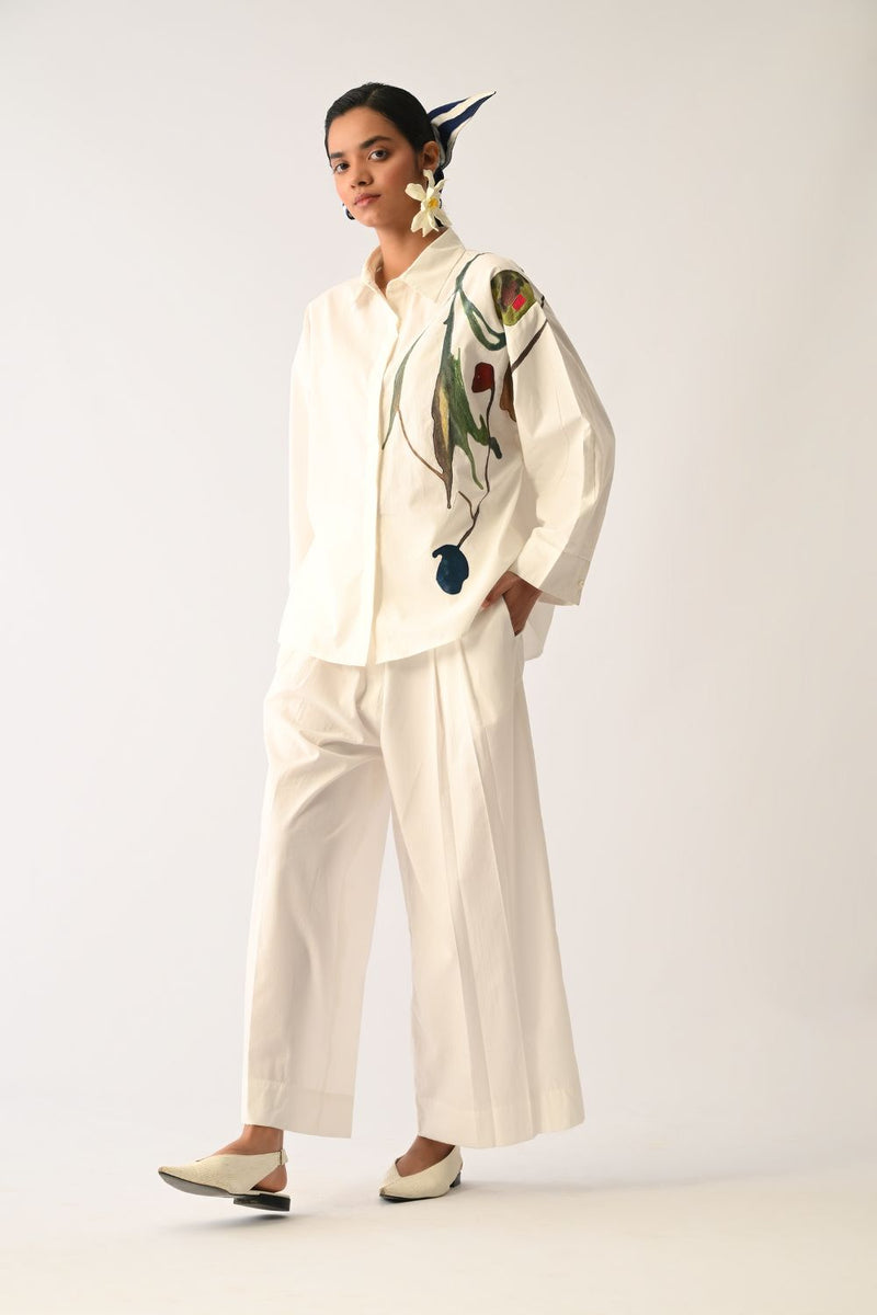 Botanica Ivory Sky Appliqué Shirt poplin top/shirt by O'Frida in ivory for women Worldwide