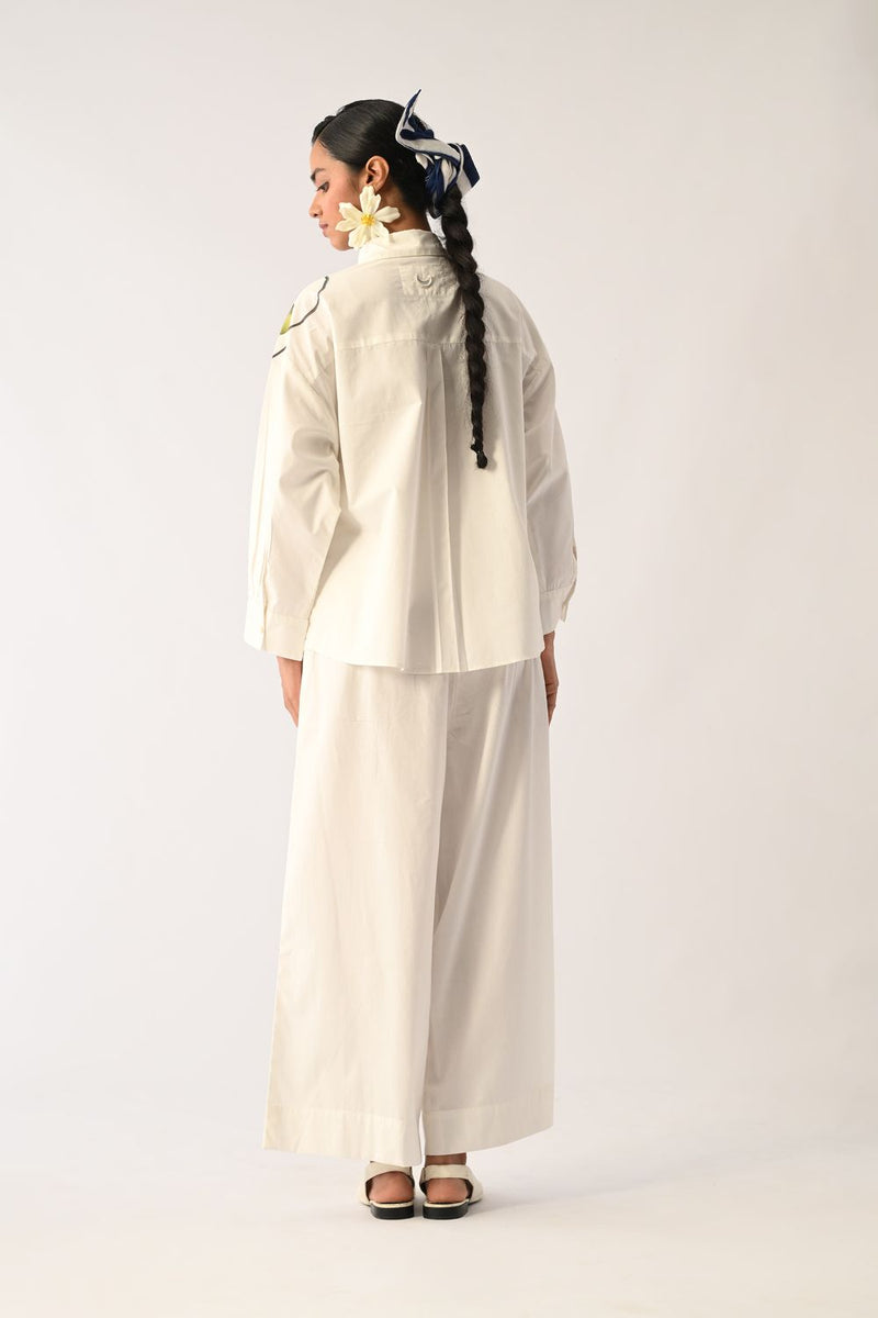 Botanica Ivory Sky Appliqué Shirt poplin top/shirt by O'Frida in ivory for women Worldwide