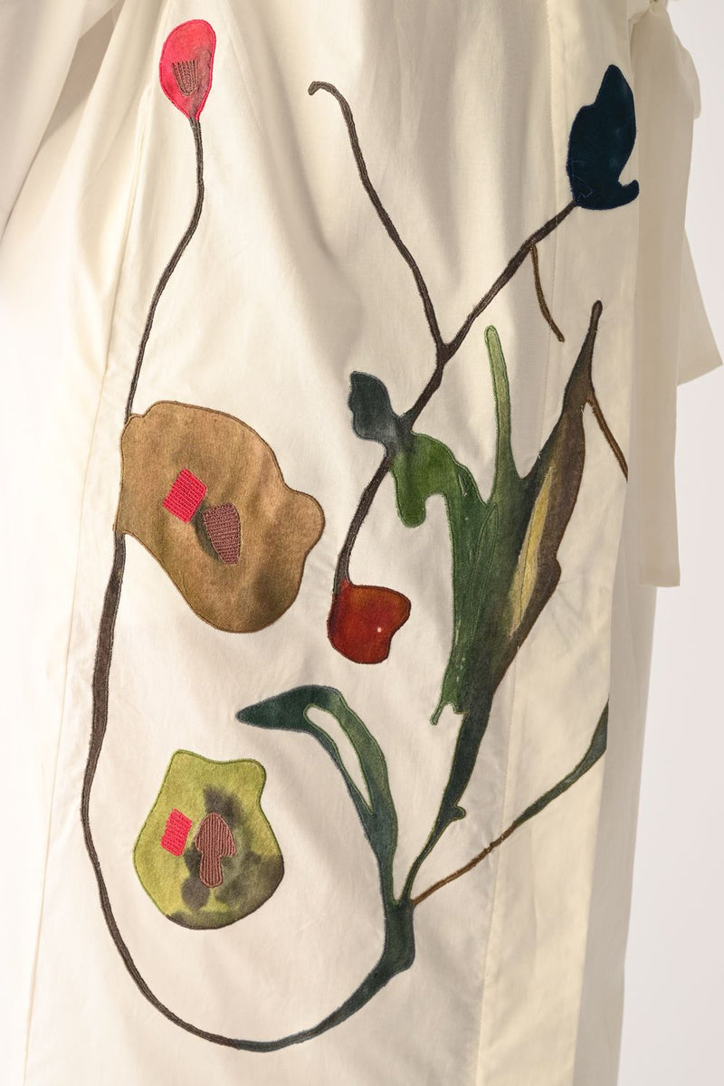 Botanica Ivory Wrap Appliqué Dress poplin dress by O'Frida in ivory for women Worldwide