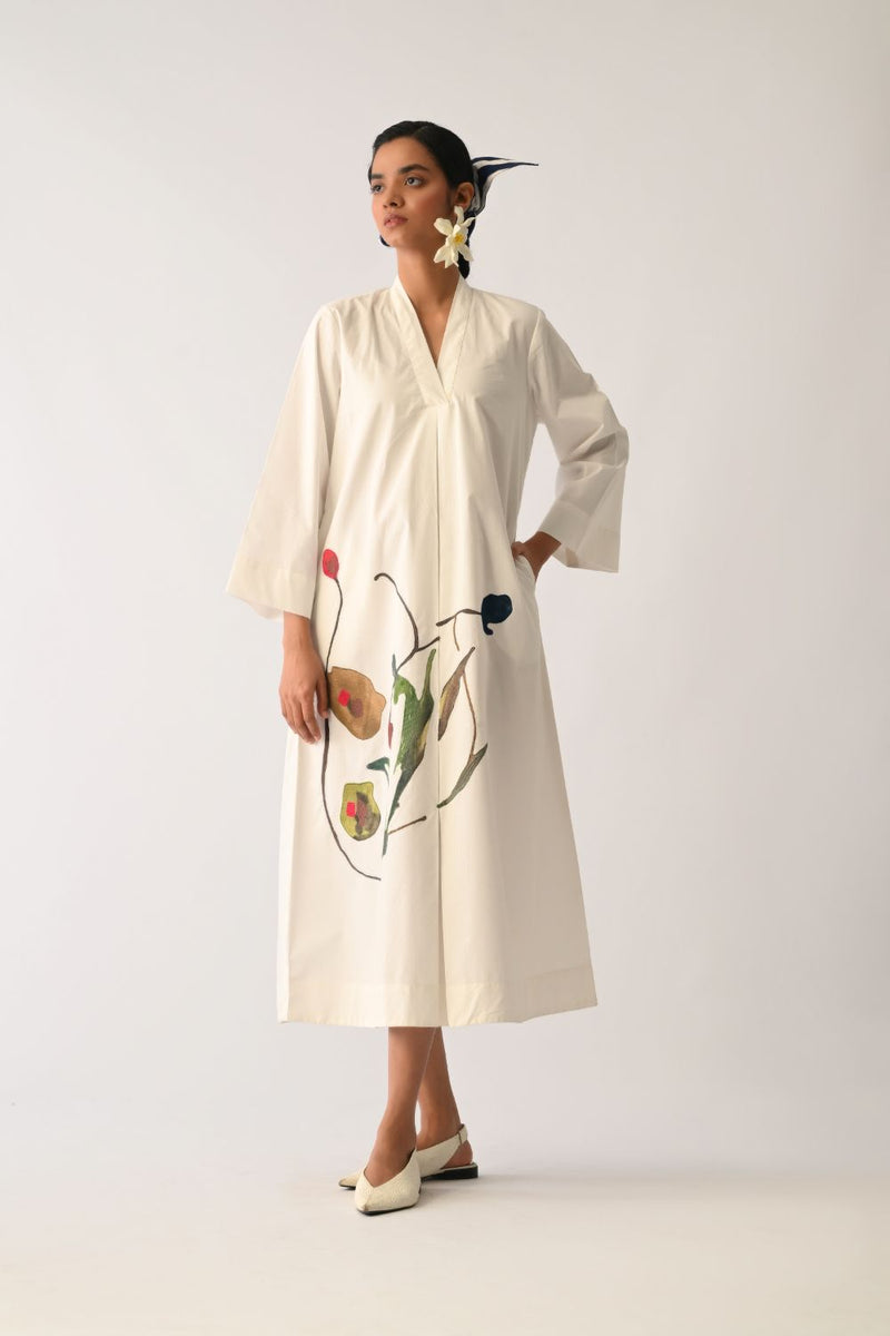 Botanica Ivory PG Aline Appliqué Dress poplin dress by O'Frida in ivory for women Worldwide