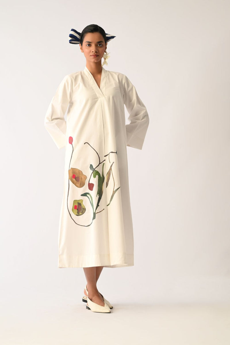 Botanica Ivory PG Aline Appliqué Dress poplin dress by O'Frida in ivory for women Worldwide