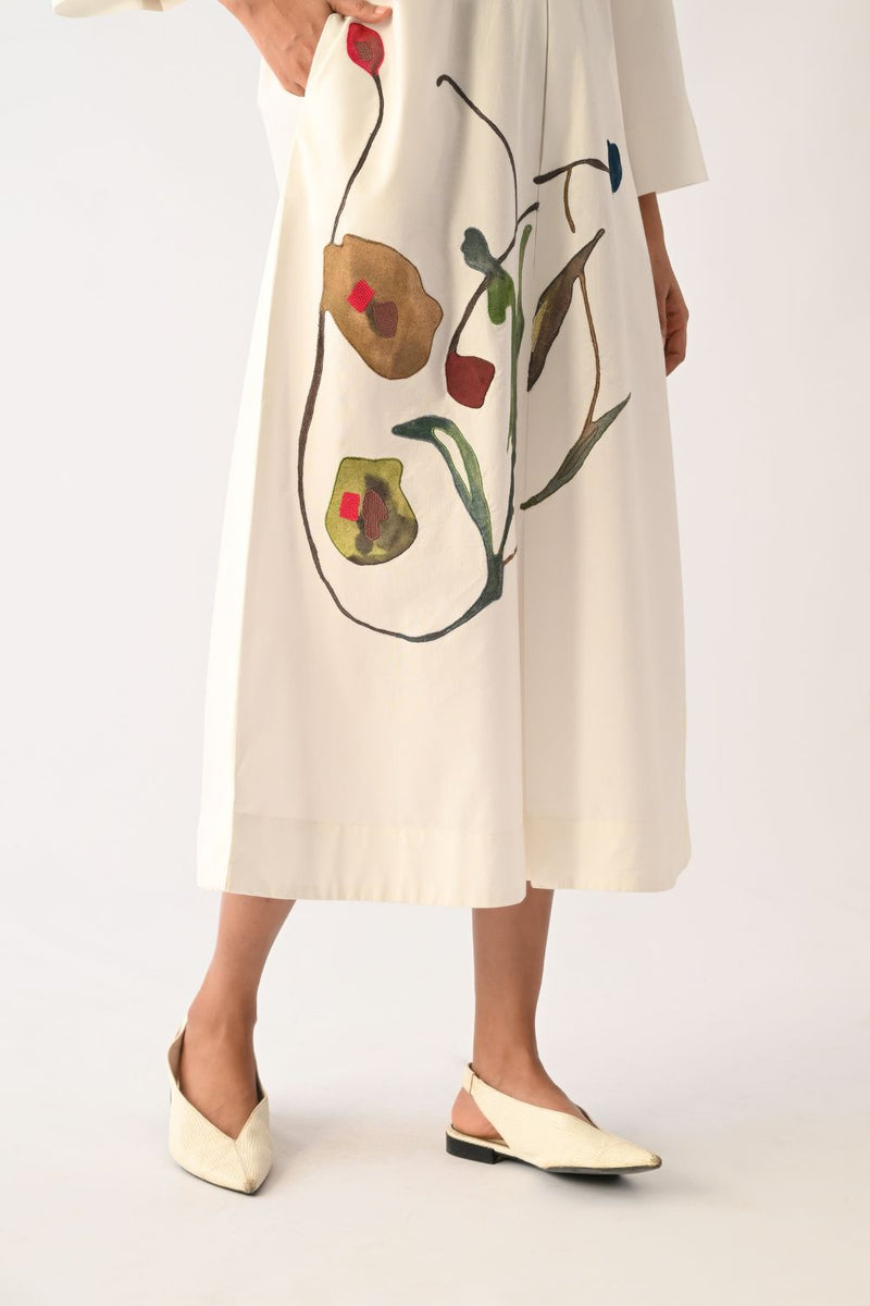 Botanica Ivory PG Aline Appliqué Dress poplin dress by O'Frida in ivory for women Worldwide