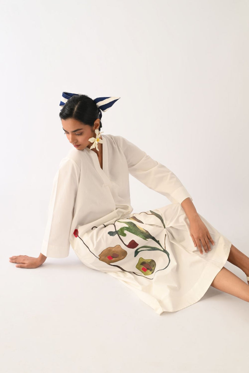 Botanica Ivory PG Aline Appliqué Dress poplin dress by O'Frida in ivory for women Worldwide