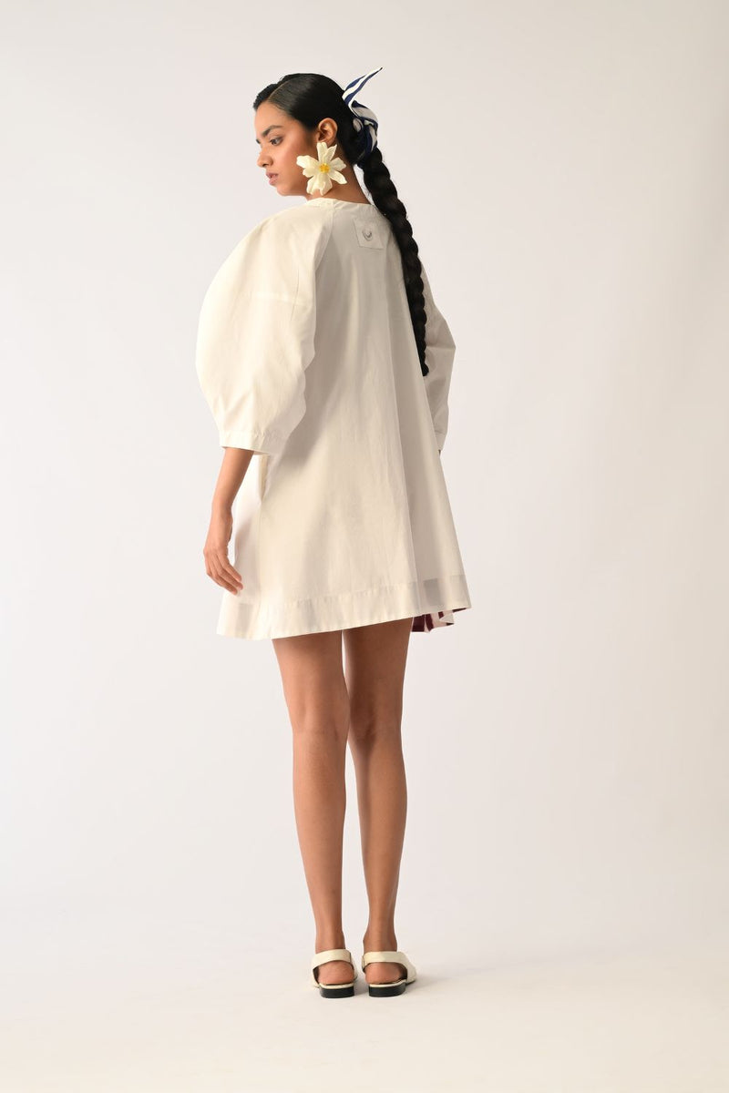 Botanica Ivory Bubble Aline Appliqué Dress poplin dress by O'Frida in ivory for women Worldwide