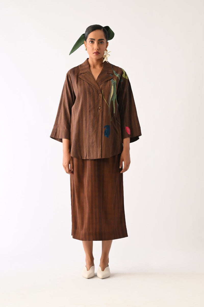 Brown Midi Skirt cotton skirt by O'Frida in brown for women Worldwide