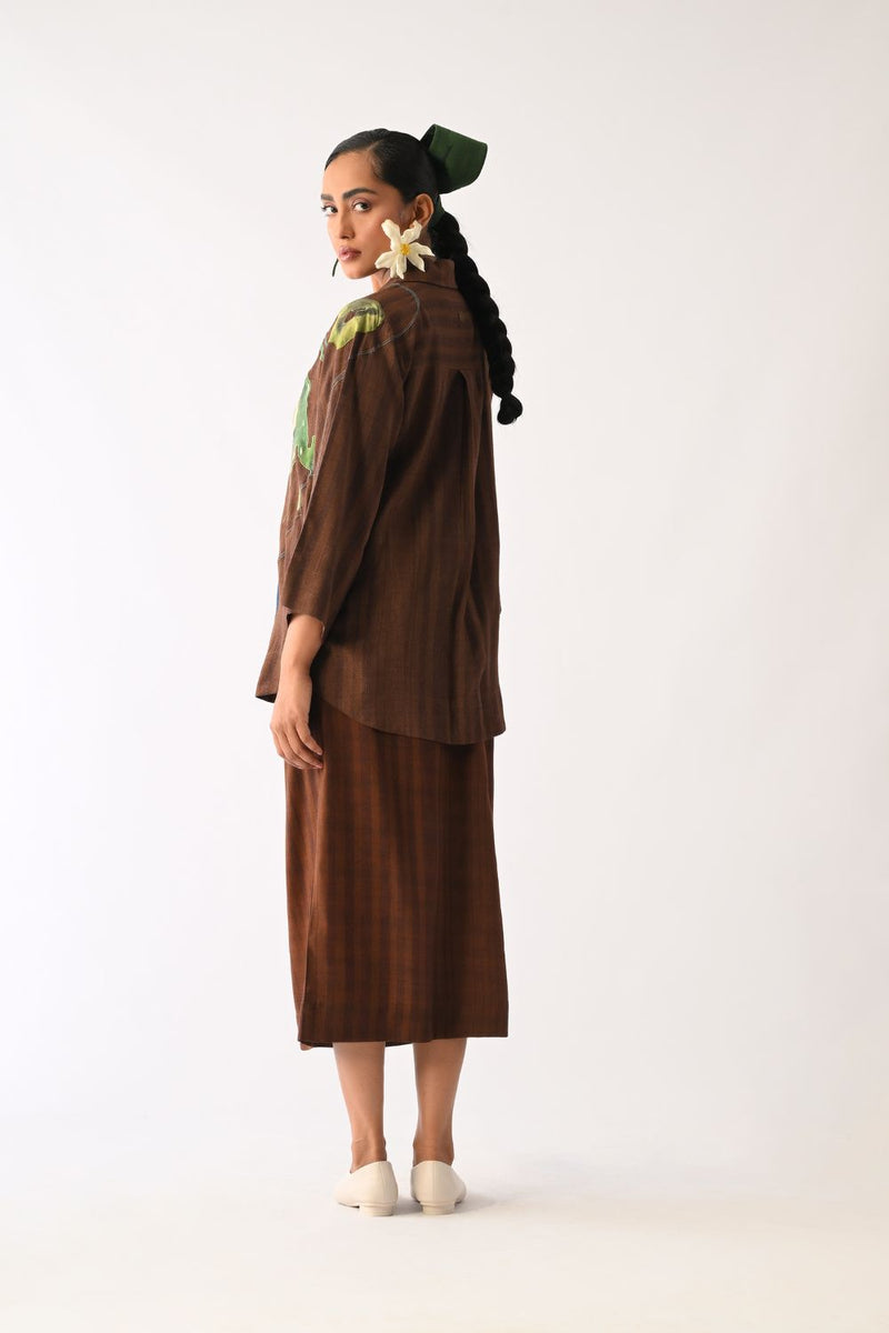 Brown Midi Skirt cotton skirt by O'Frida in brown for women Worldwide