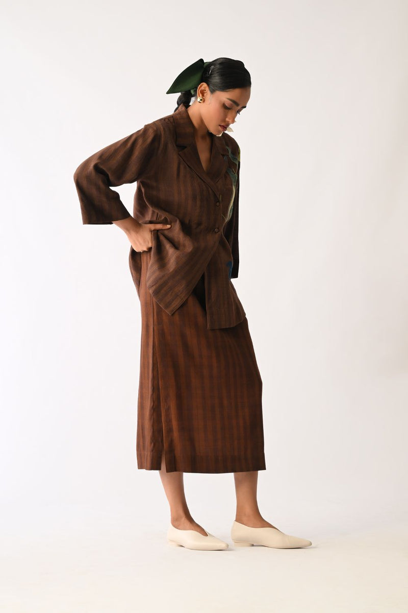 Brown Midi Skirt cotton skirt by O'Frida in brown for women Worldwide