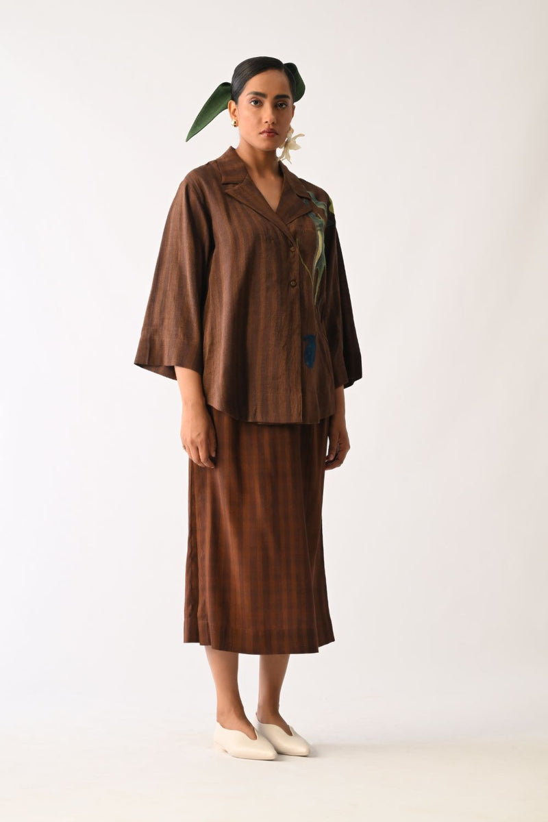 Brown Midi Skirt cotton skirt by O'Frida in brown for women Worldwide