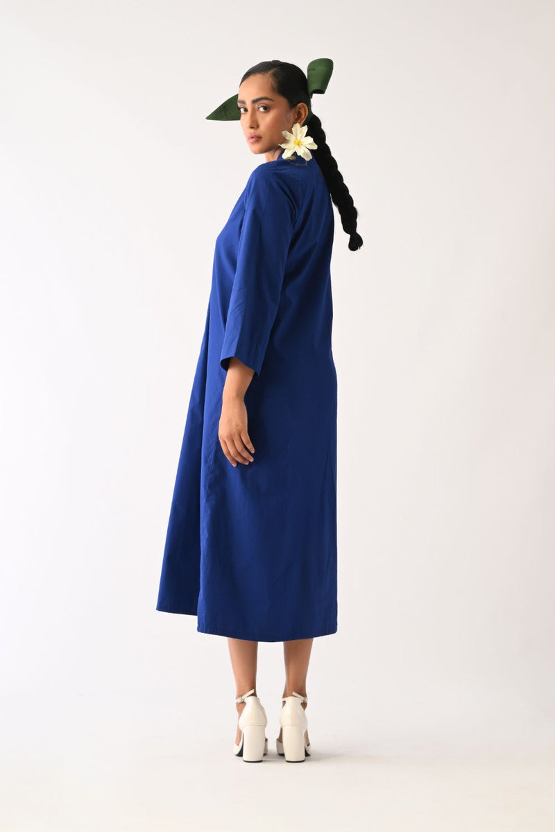 Botanica RB PG Aline Appliqué Dress poplin dress by O'Frida in royal blue for women Worldwide