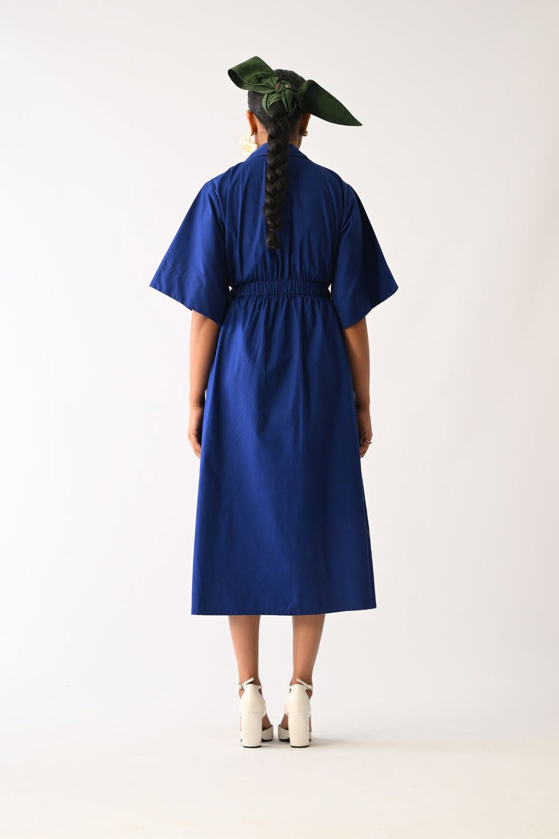 Botanica RB Poem Aline Appliqué Dress poplin dress by O'Frida in royal blue for women Worldwide