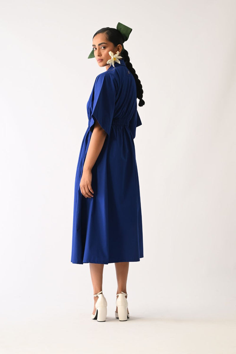 Botanica RB Poem Aline Appliqué Dress poplin dress by O'Frida in royal blue for women Worldwide