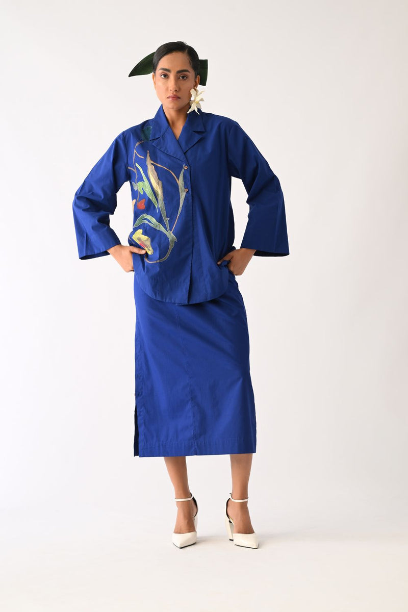 RB Midi Skirt poplin skirt by O'Frida in royal blue for women Worldwide
