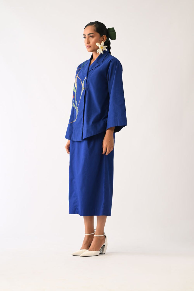 RB Midi Skirt poplin skirt by O'Frida in royal blue for women Worldwide