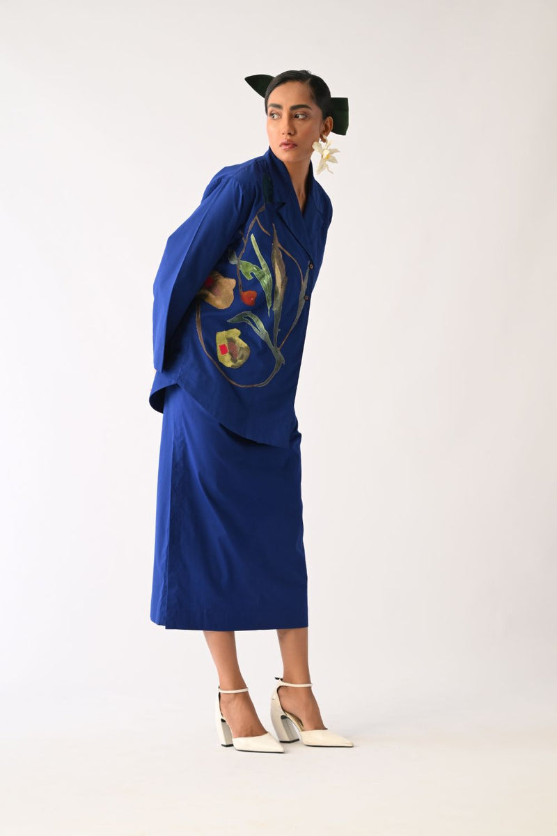 RB Midi Skirt poplin skirt by O'Frida in royal blue for women Worldwide