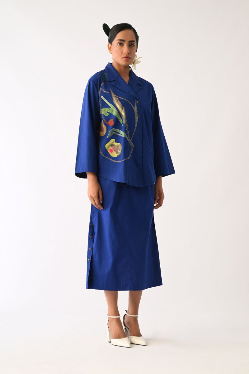 RB Midi Skirt poplin skirt by O'Frida in royal blue for women Worldwide