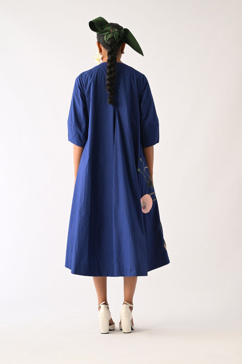 RB Mayflower Appliqué Dress poplin dress by O'Frida in royal blue for women Worldwide