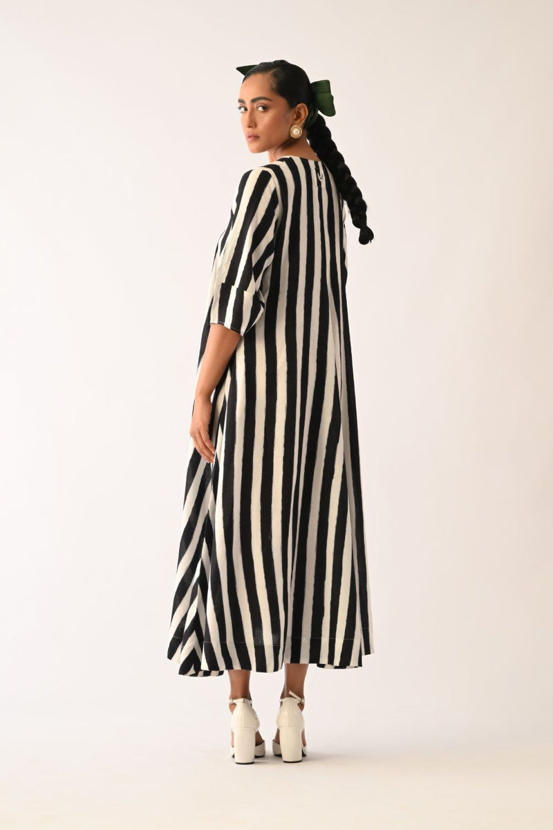 Revolt B&W Mayflower Appliqué Dress cotton dress by O'Frida in black & white for women Worldwide