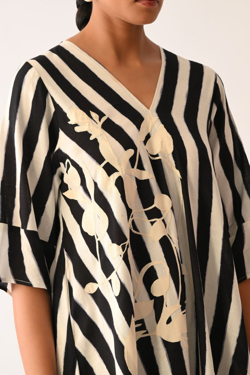 Revolt B&W Mayflower Appliqué Dress cotton dress by O'Frida in black & white for women Worldwide