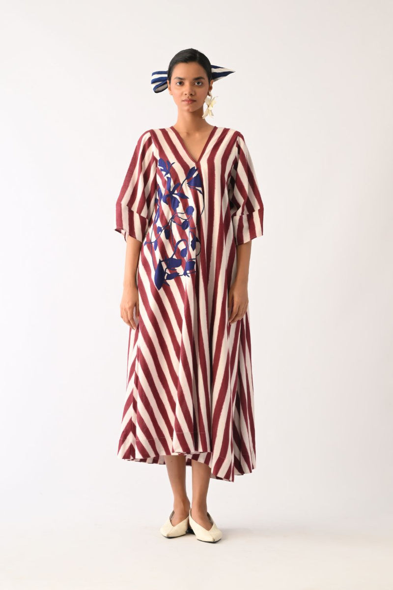 Revolt Bric Mayflower Appliqué Dress cotton dress by O'Frida in red & white for women Worldwide