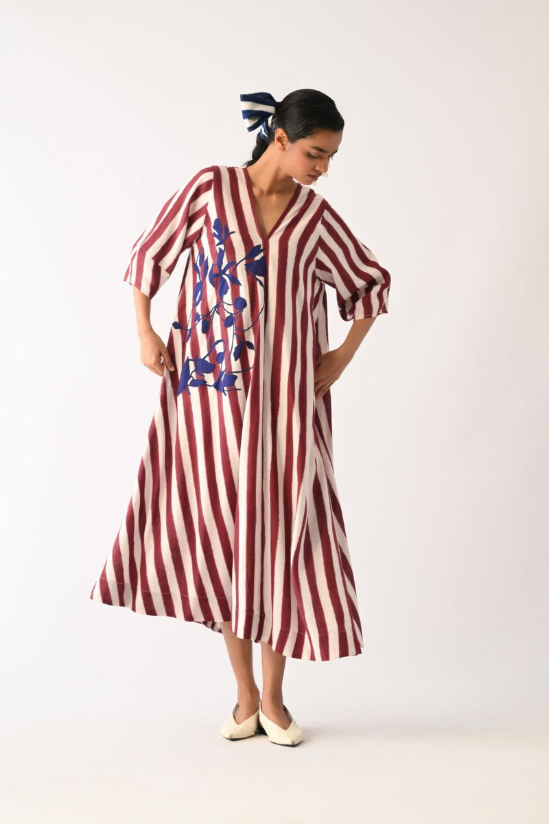 Revolt Bric Mayflower Appliqué Dress cotton dress by O'Frida in red & white for women Worldwide