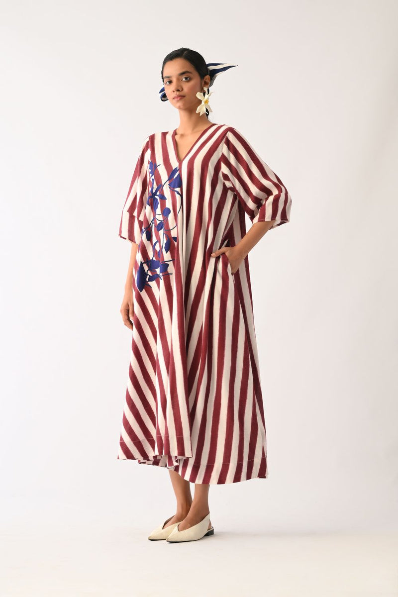 Revolt Bric Mayflower Appliqué Dress cotton dress by O'Frida in red & white for women Worldwide