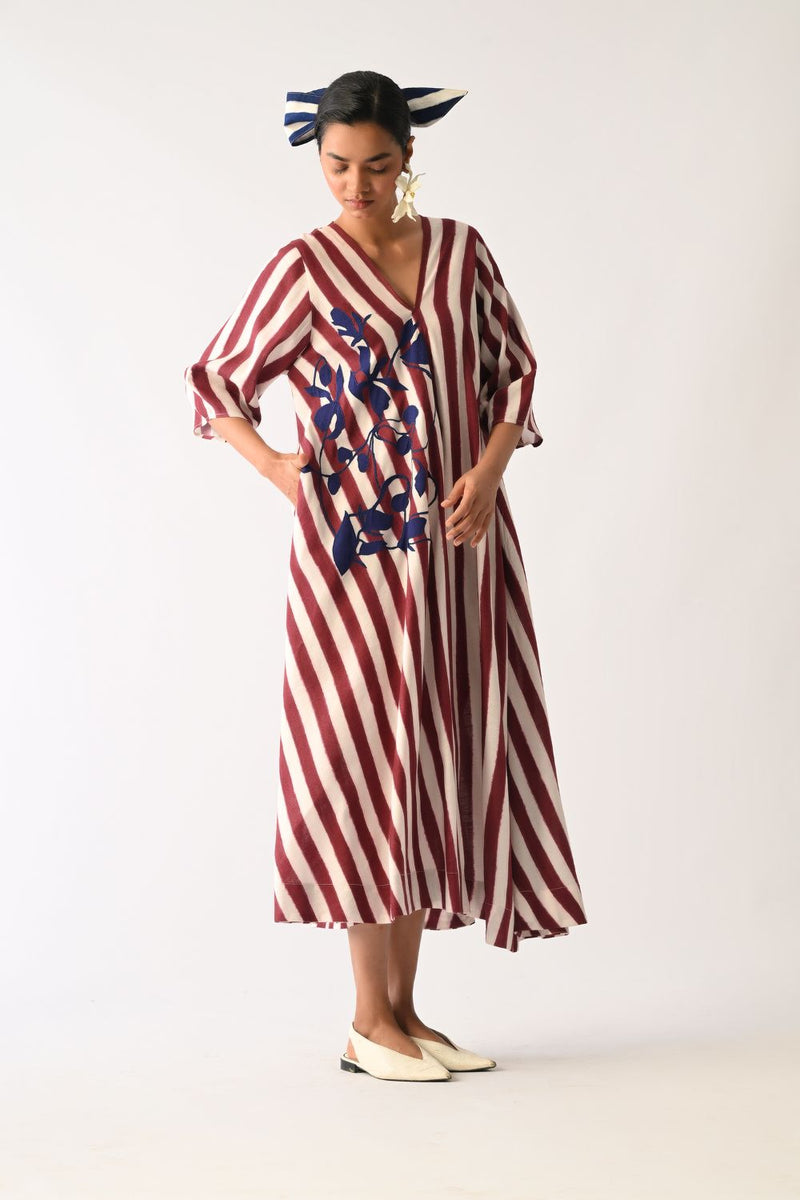 Revolt Bric Mayflower Appliqué Dress cotton dress by O'Frida in red & white for women Worldwide