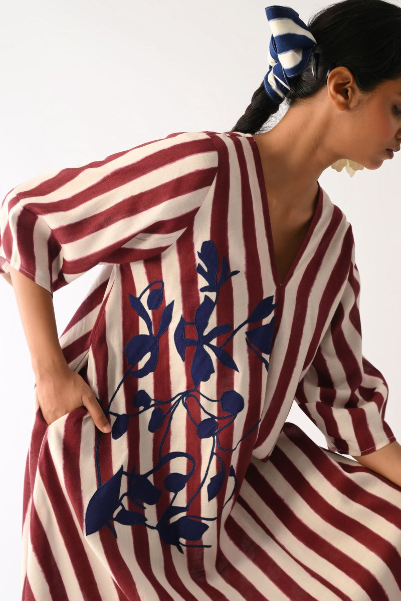 Revolt Bric Mayflower Appliqué Dress cotton dress by O'Frida in red & white for women Worldwide