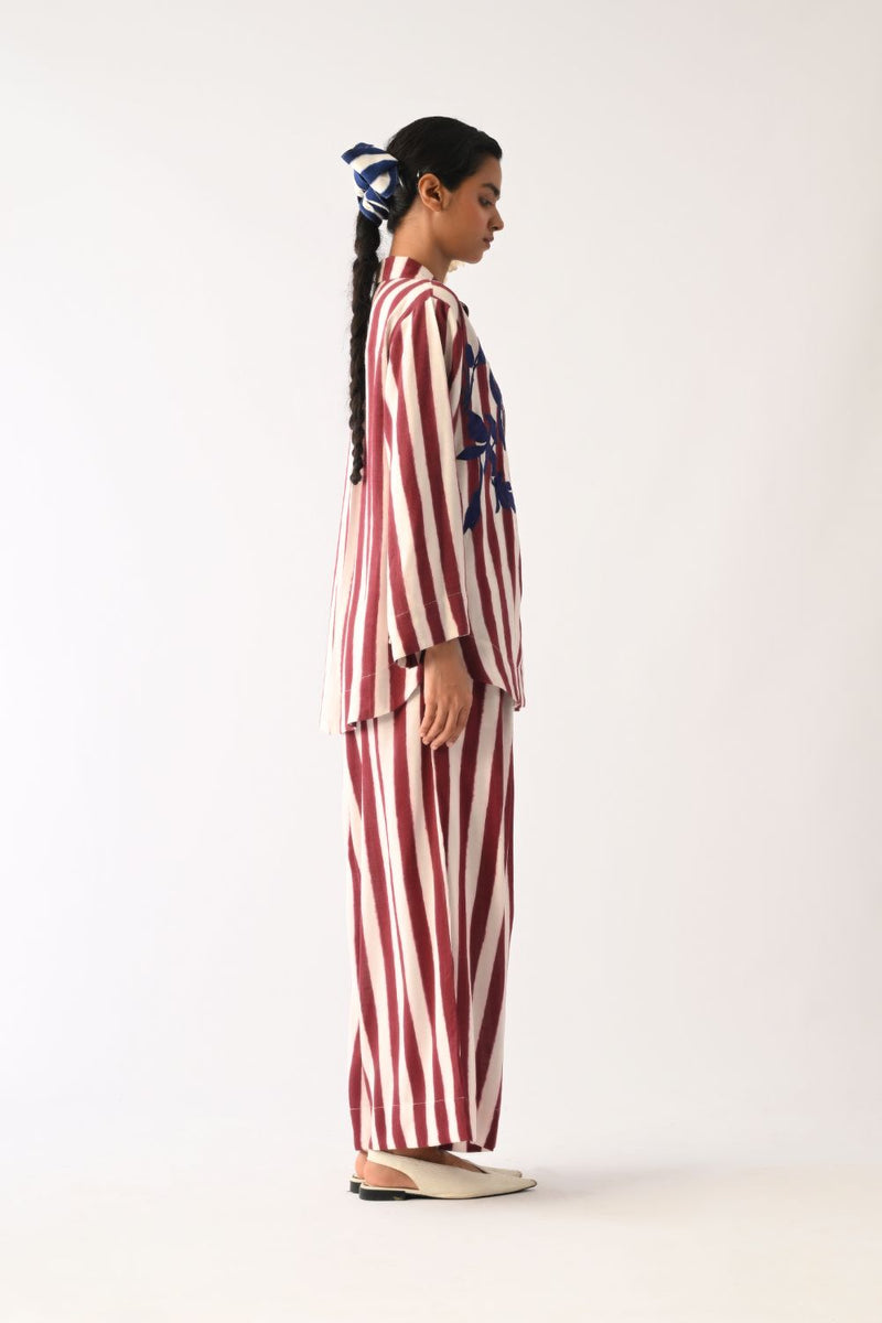 Revolt Bric PP Pant cotton pant/trouser by O'Frida in red & white for women Worldwide
