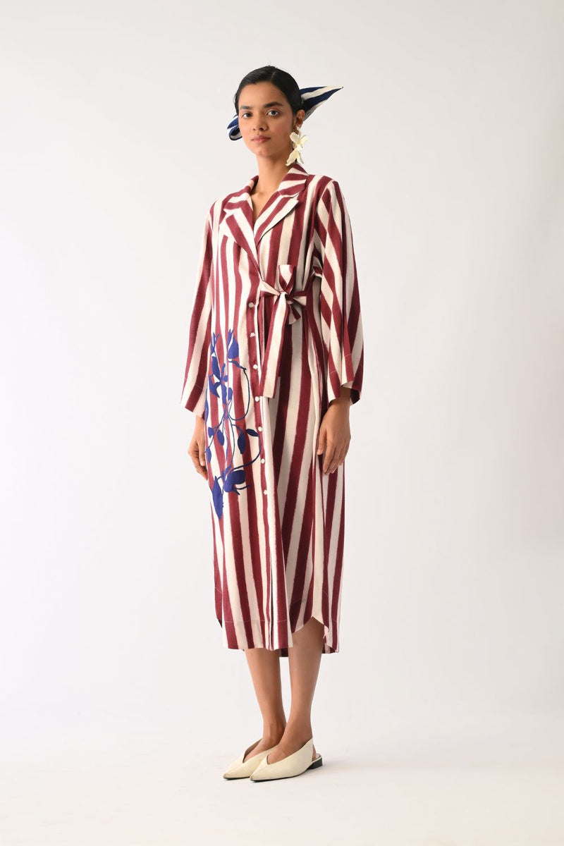 Revolt Bric Wrap Appliqué Dress cotton dress by O'Frida in red & white for women Worldwide