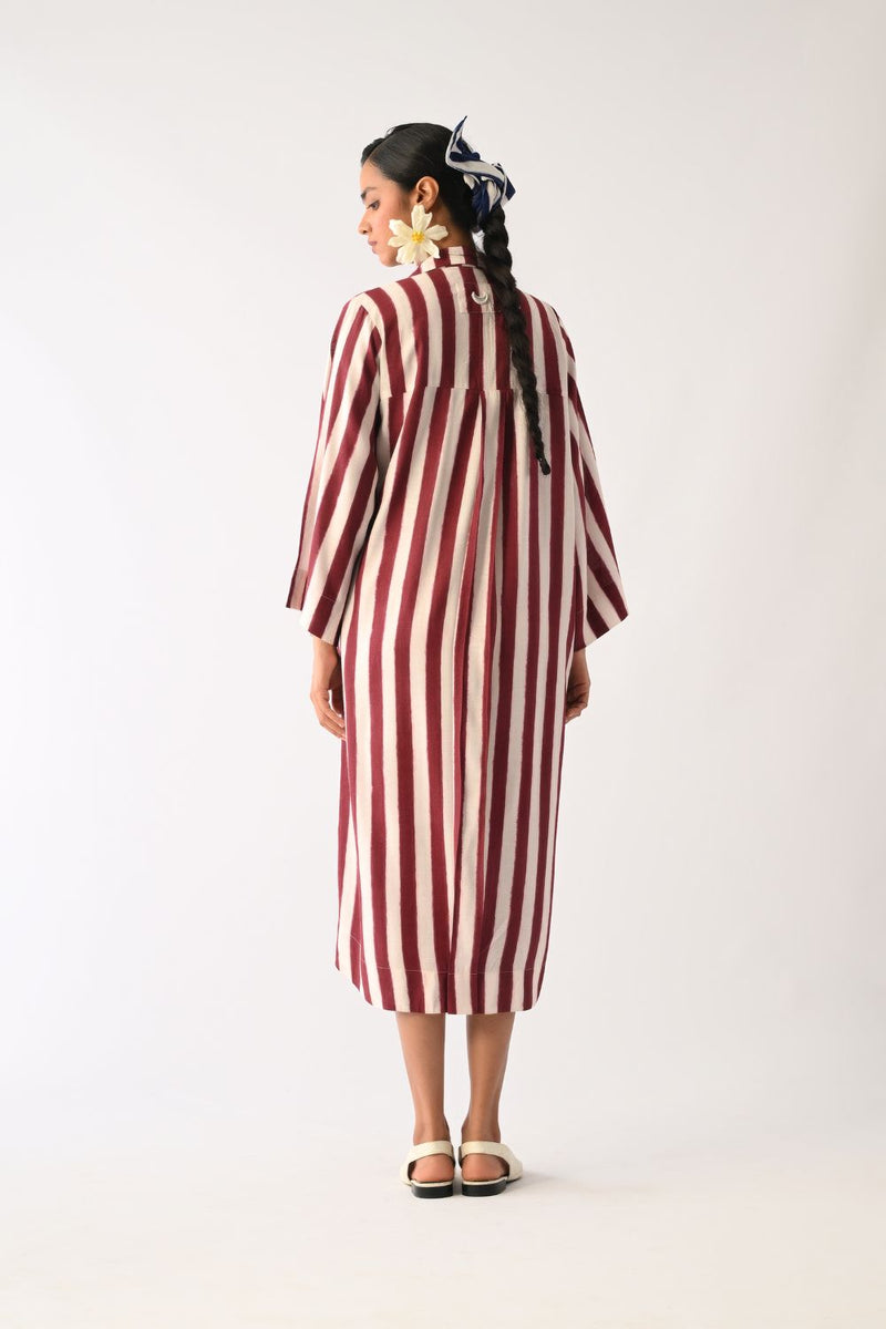 Revolt Bric Wrap Appliqué Dress cotton dress by O'Frida in red & white for women Worldwide