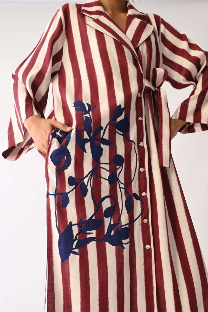 Revolt Bric Wrap Appliqué Dress cotton dress by O'Frida in red & white for women Worldwide