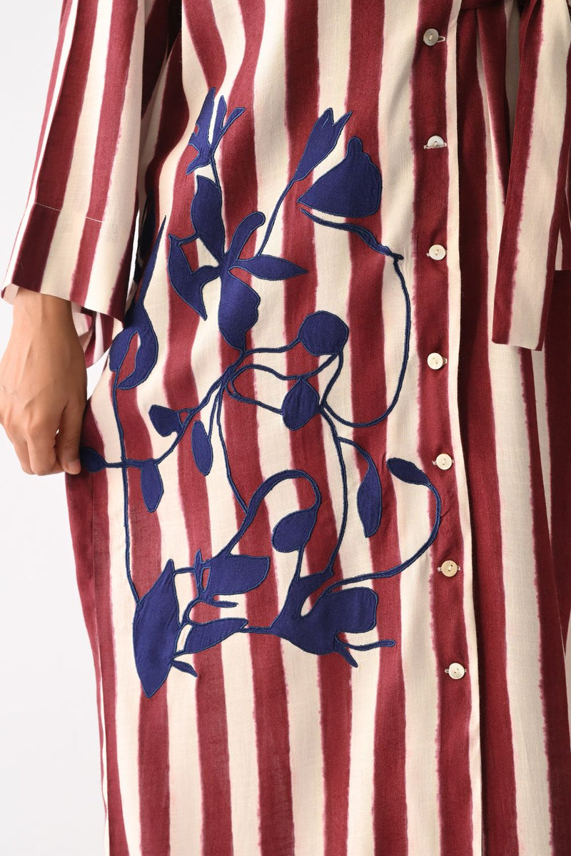 Revolt Bric Wrap Appliqué Dress cotton dress by O'Frida in red & white for women Worldwide
