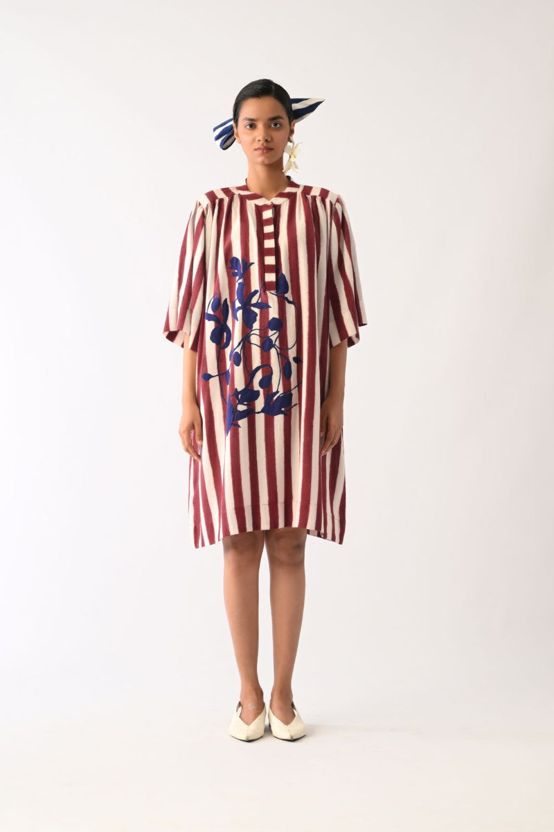 Revolt Bric Beach Appliqué Dress cotton dress by O'Frida in red & white for women Worldwide