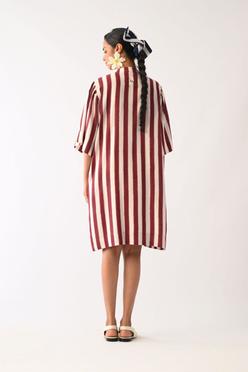 Revolt Bric Beach Appliqué Dress cotton dress by O'Frida in red & white for women Worldwide