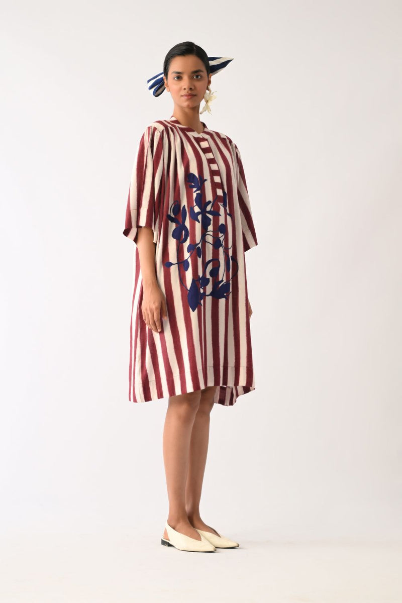 Revolt Bric Beach Appliqué Dress cotton dress by O'Frida in red & white for women Worldwide