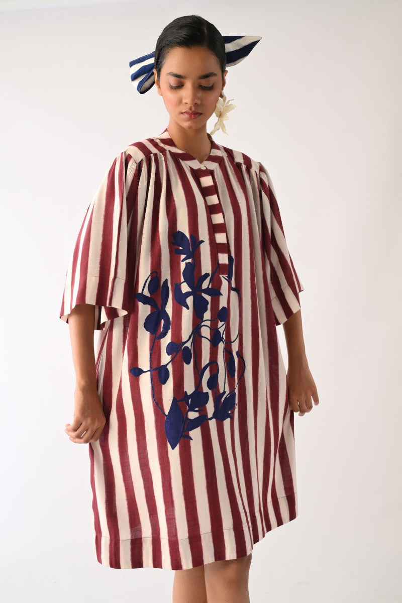 Revolt Bric Beach Appliqué Dress cotton dress by O'Frida in red & white for women Worldwide
