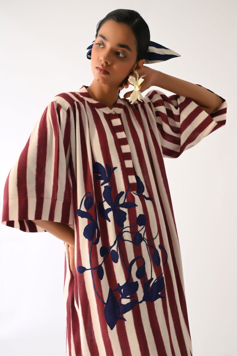Revolt Bric Beach Appliqué Dress cotton dress by O'Frida in red & white for women Worldwide