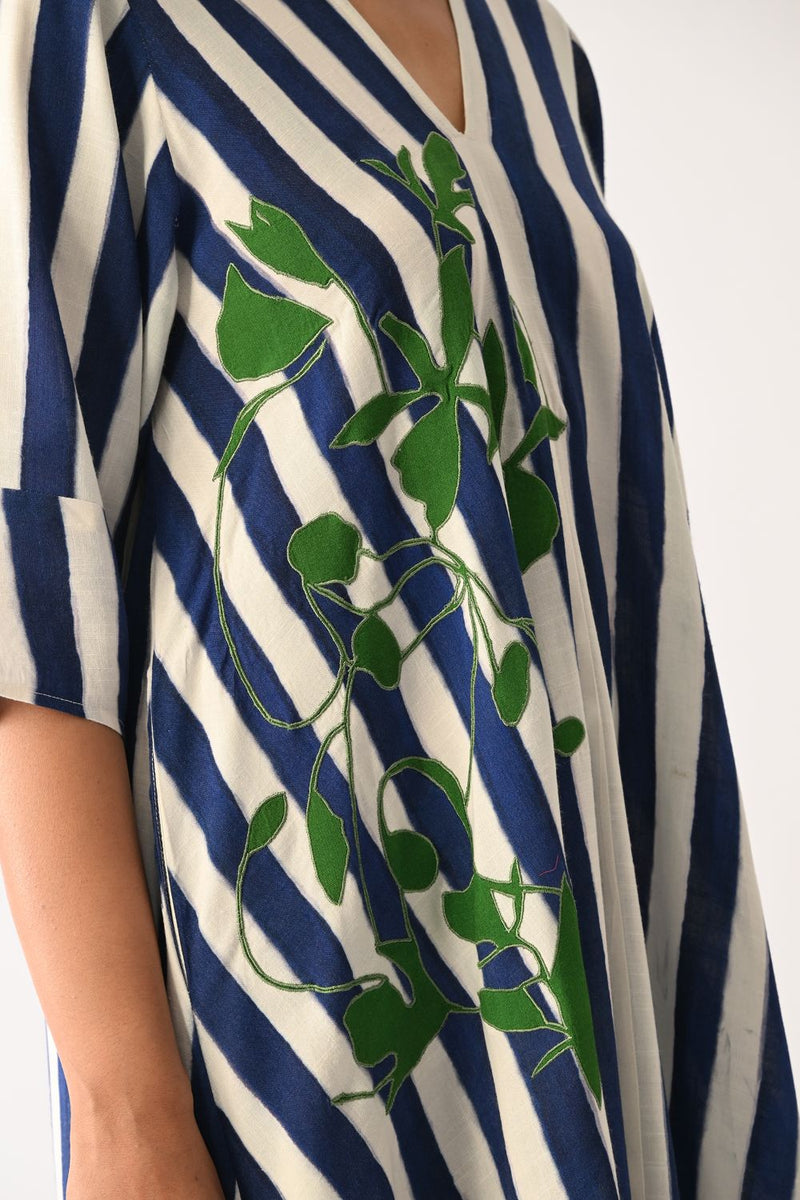 Revolt RB Mayflower Appliqué Dress cotton dress by O'Frida in royal blue & white for women Worldwide