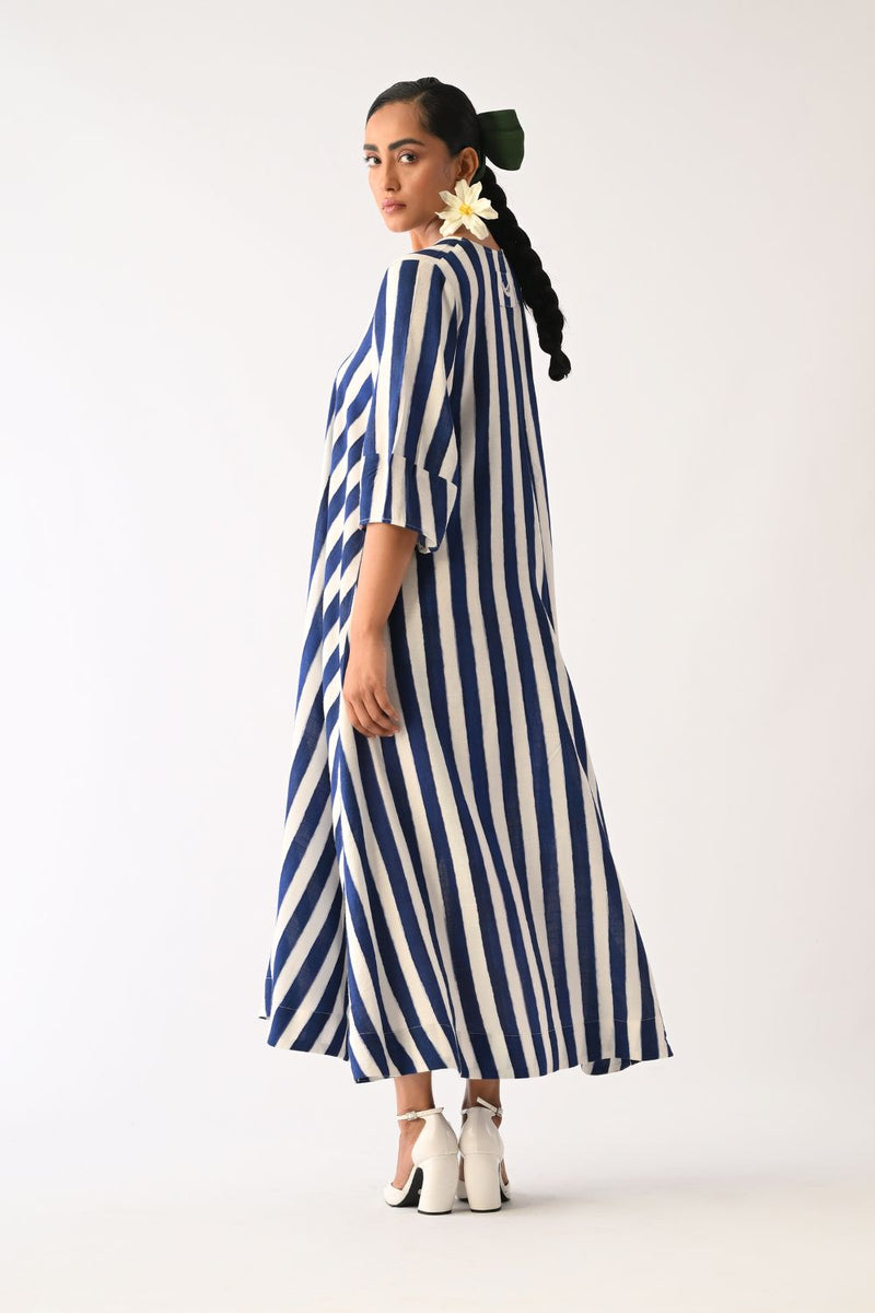 Revolt RB Mayflower Appliqué Dress cotton dress by O'Frida in royal blue & white for women Worldwide