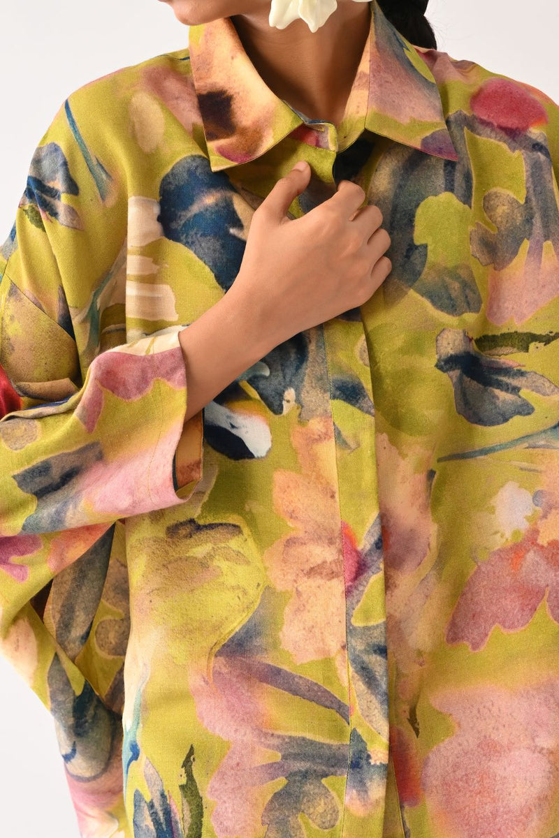 Liberty Olive Ae Shirt cotton top/shirt by O'Frida in olive for women Worldwide