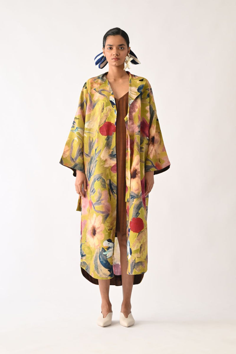 Liberty Olive Wrap Dress cotton dress by O'Frida in olive for women Worldwide
