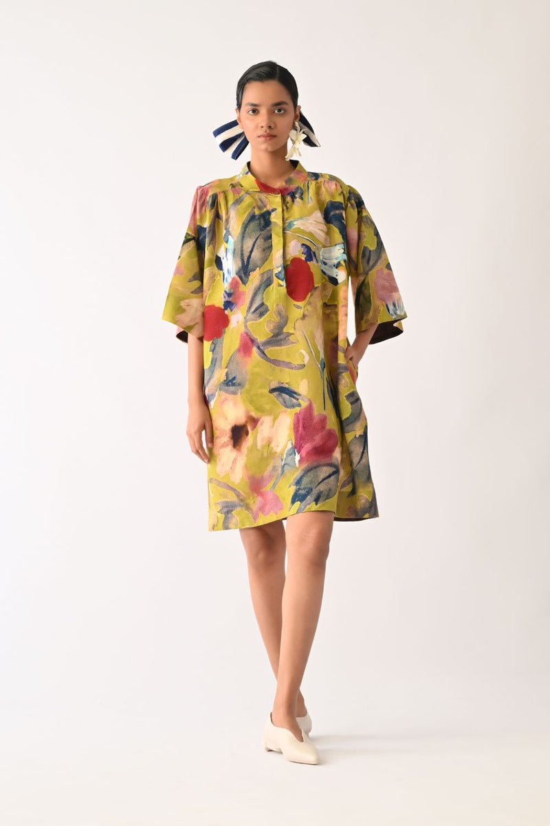 Liberty Olive Beach Dress cotton dress by O'Frida in olive for women Worldwide