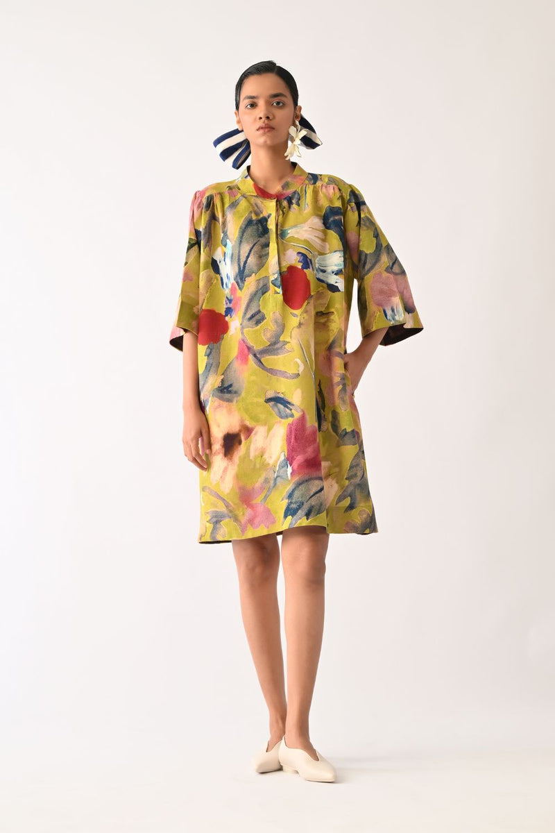 Liberty Olive Beach Dress cotton dress by O'Frida in olive for women Worldwide