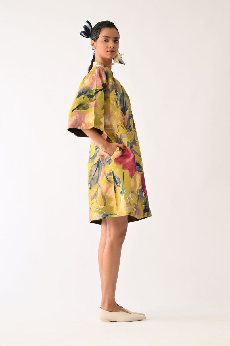 Liberty Olive Beach Dress cotton dress by O'Frida in olive for women Worldwide