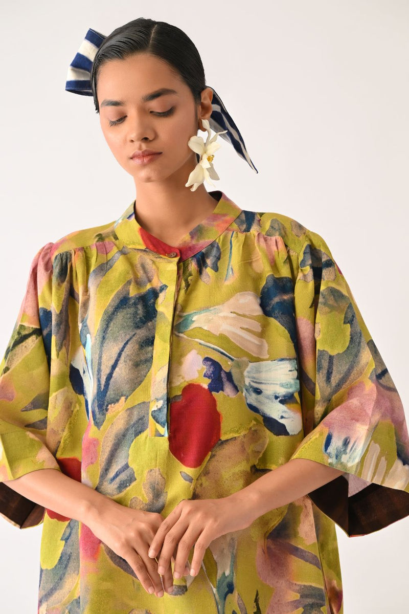 Liberty Olive Beach Dress cotton dress by O'Frida in olive for women Worldwide