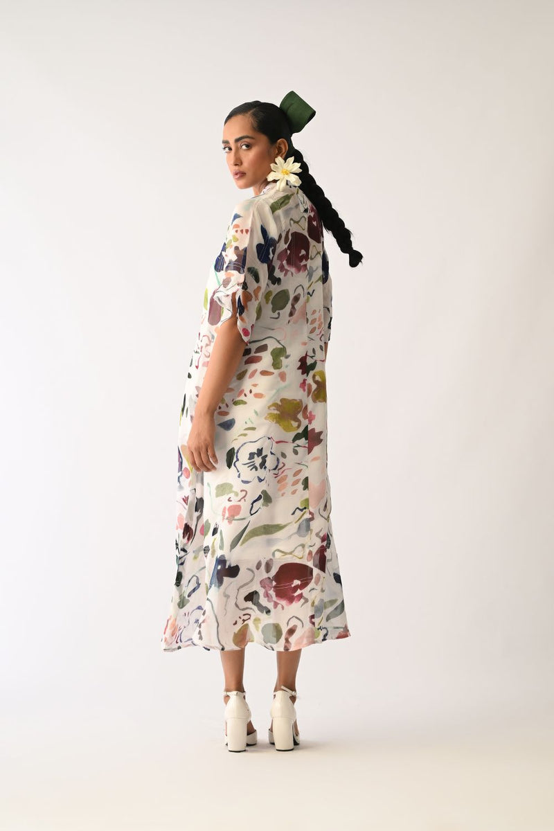 Luminia Ivory Overlay Dress organza dress by O'Frida in ivory for women Worldwide