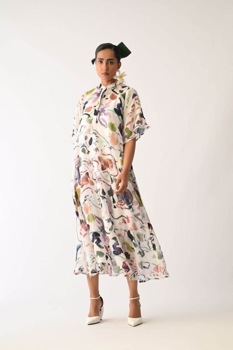 Luminia Ivory Overlay Dress organza dress by O'Frida in ivory for women Worldwide